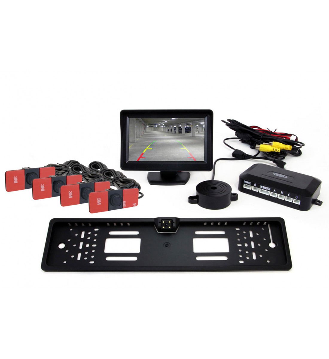 Kit senzori TFT01 de 4,3" cu cameră LED CAM-402, 4 senzori interni negri