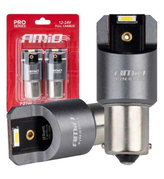 Becuri LED FULL CANBUS PRO BA15S P21W 2x1860SMD alb 12V 24V AMIO-03593