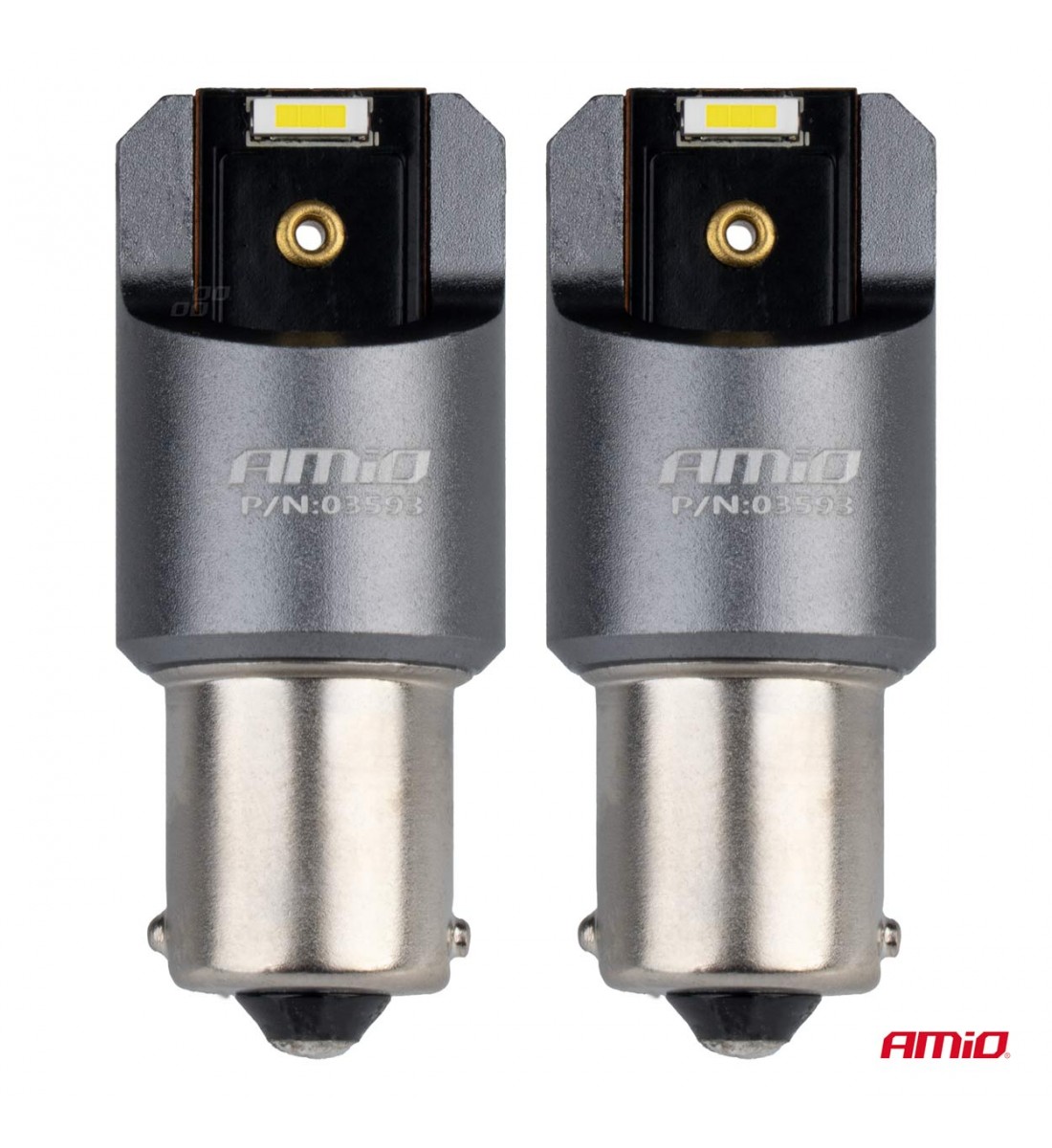 Becuri LED FULL CANBUS PRO BA15S P21W 2x1860SMD alb 12V 24V AMIO-03593
