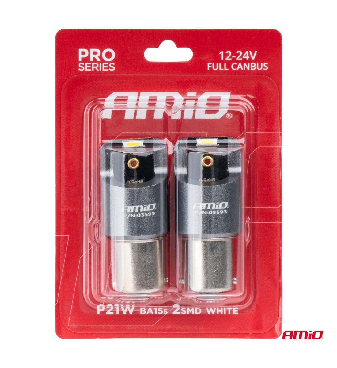 Becuri LED FULL CANBUS PRO BA15S P21W 2x1860SMD alb 12V 24V AMIO-03593