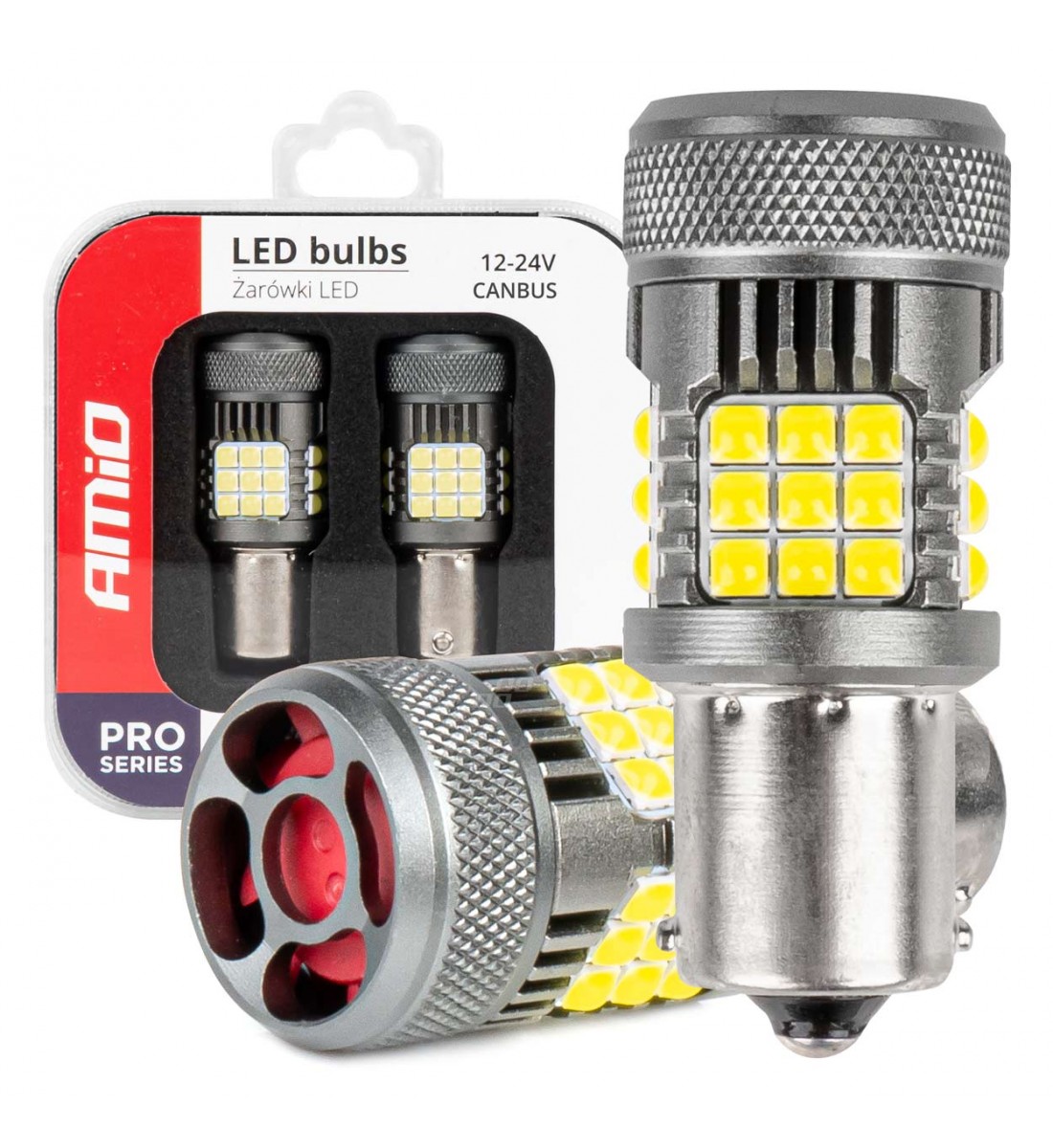 Becuri LED CANBUS seria PRO 1156 BA15S P21W R10W R5W 36x3030 SMD FAN Alb 12V 24V AMIO-03722