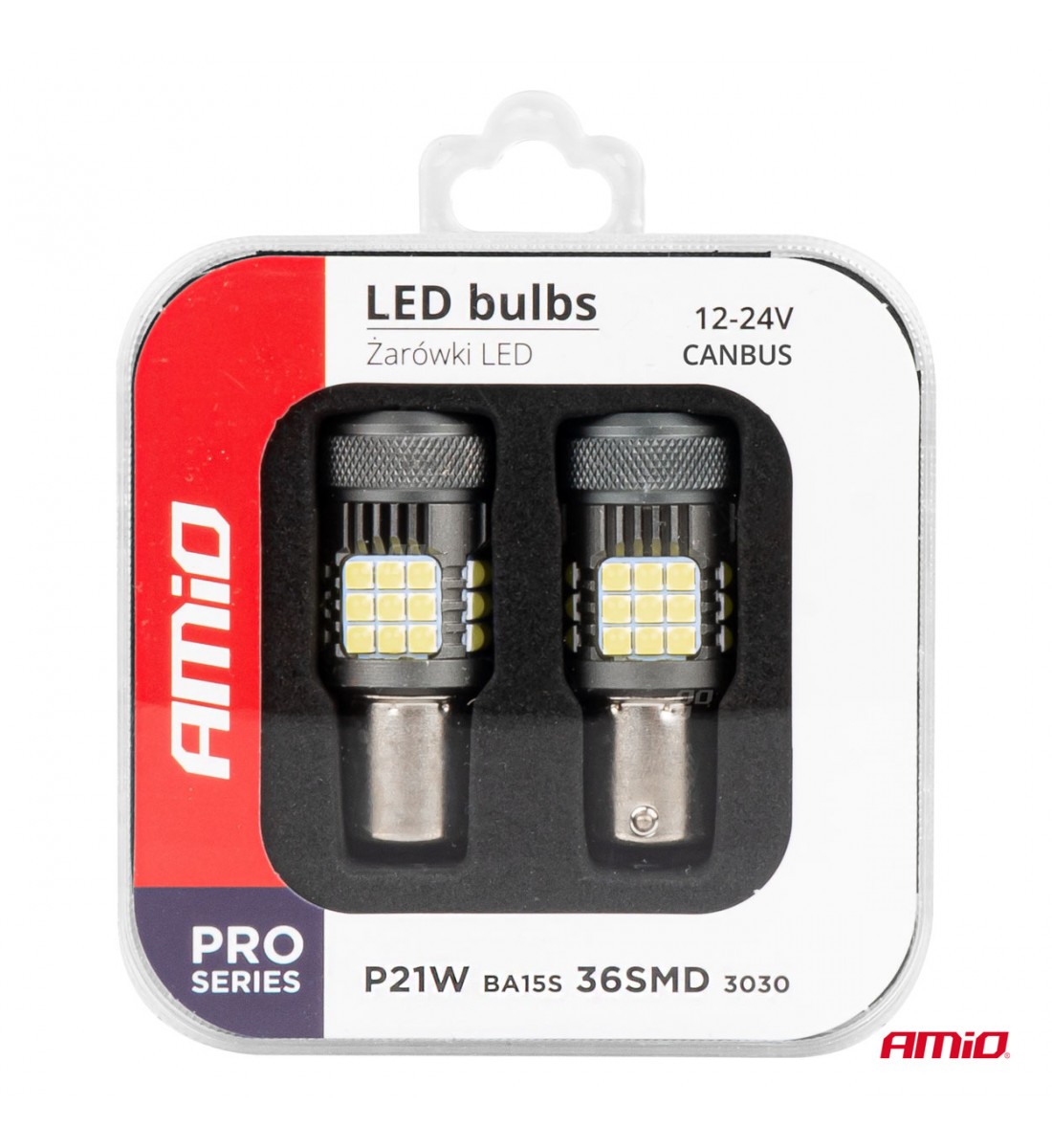 Becuri LED CANBUS seria PRO 1156 BA15S P21W R10W R5W 36x3030 SMD FAN Alb 12V 24V AMIO-03722