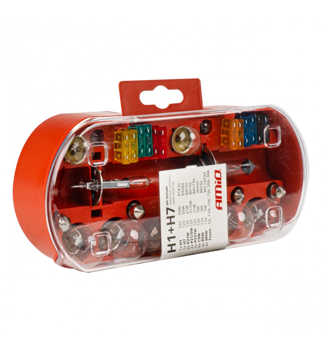 Set becuri de rezervă, siguranțe, 30 buc. H7 + H1 AMIO-03960