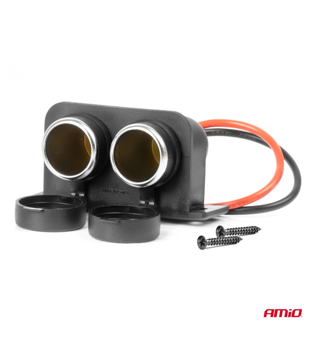 Priză brichetă auto, ermetică, dublă, 12V, 24V, AMIO-04130