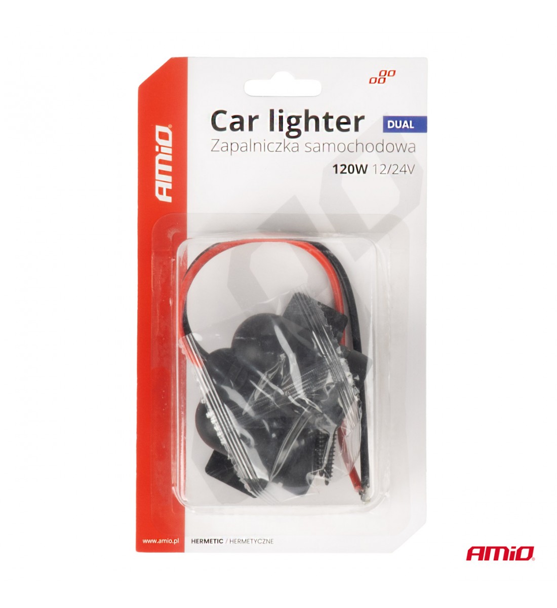 Priză brichetă auto, ermetică, dublă, 12V, 24V, AMIO-04130