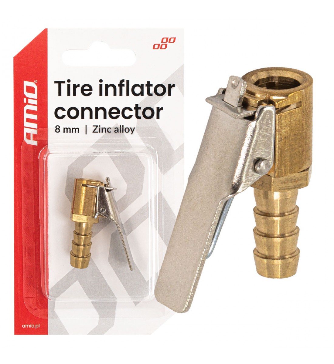 Adaptor pentru umflarea anvelopelor din aliaj de zinc, 8 mm, AMIO-04494