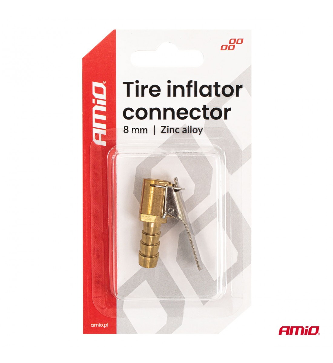 Adaptor pentru umflarea anvelopelor din aliaj de zinc, 8 mm, AMIO-04494
