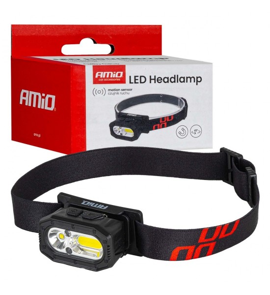 Lanternă frontală reîncărcabilă cu senzor de mișcare XPG+COB 1000mAh (BATT) AMIO-04663