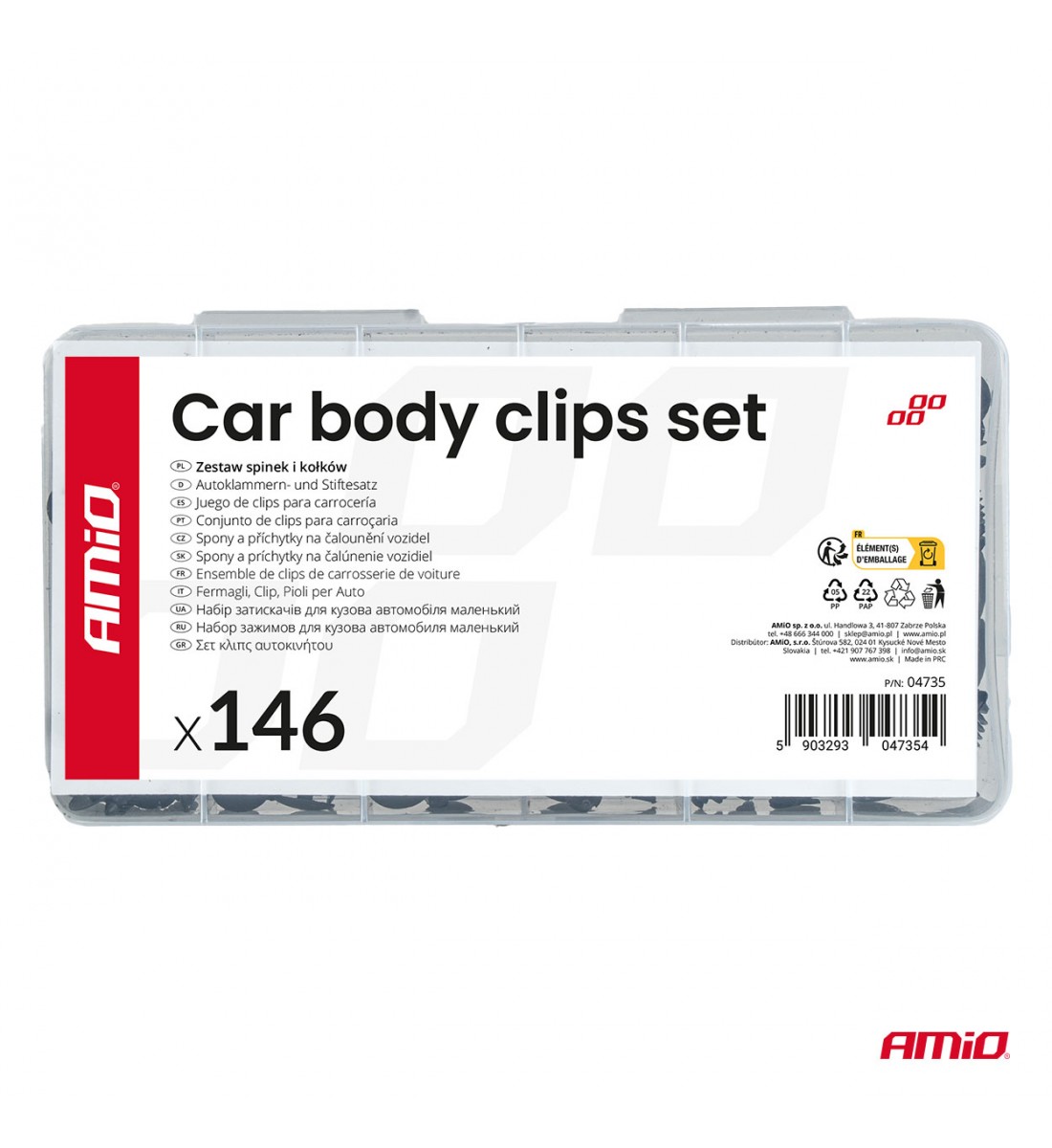 Set de cleme și știfturi auto mici 146 buc AMIO-04735