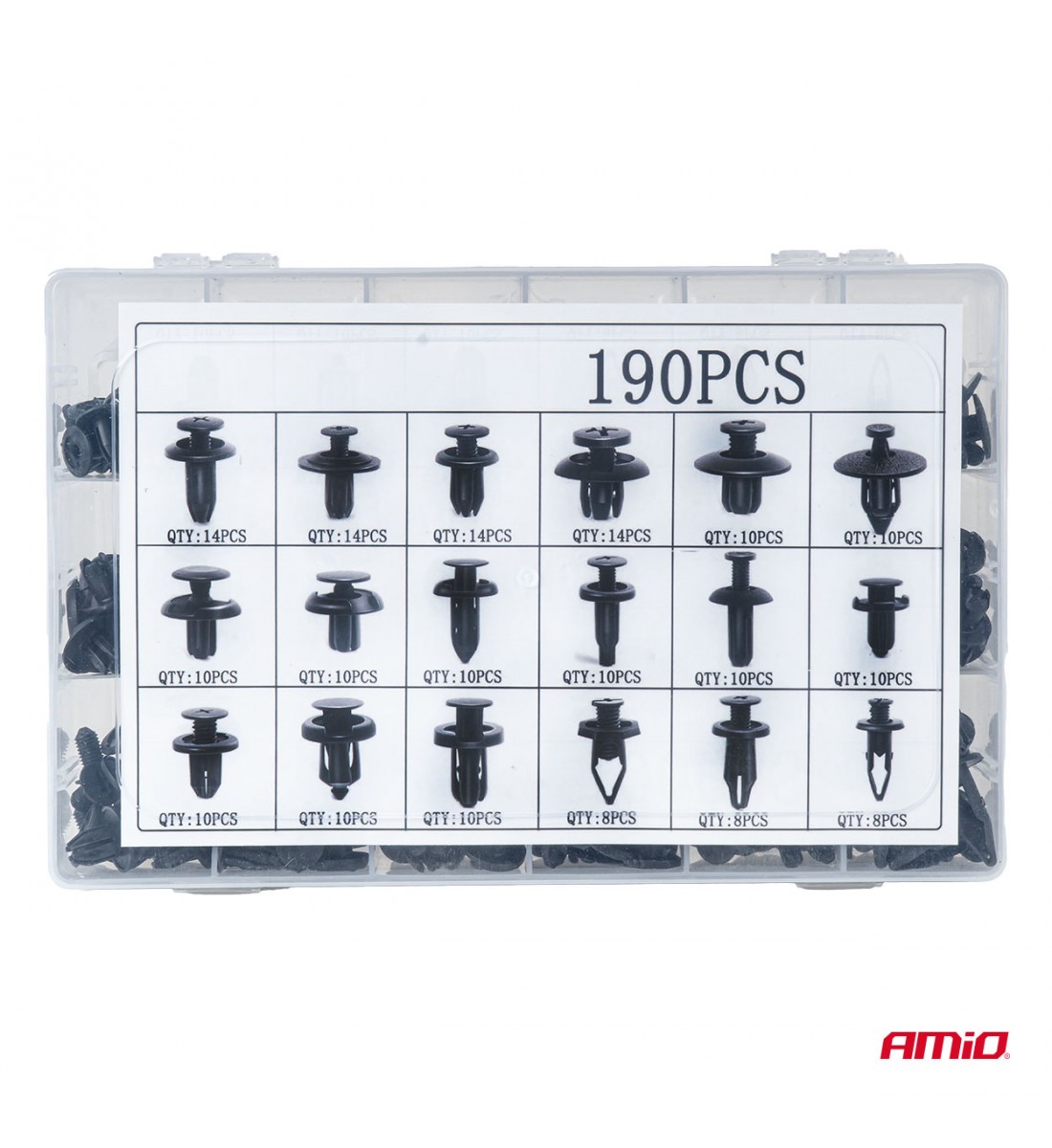 Set de cleme și știfturi auto mici 190 buc AMIO-04736
