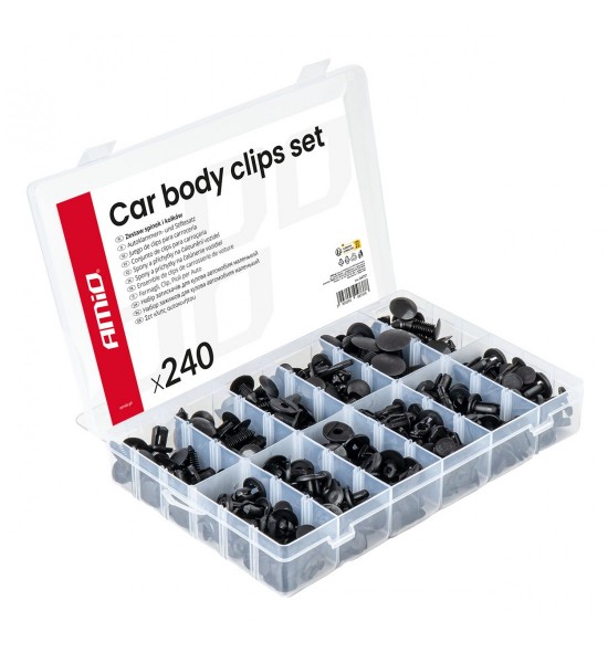Set de cleme și știfturi auto medii 240 buc AMIO-04737