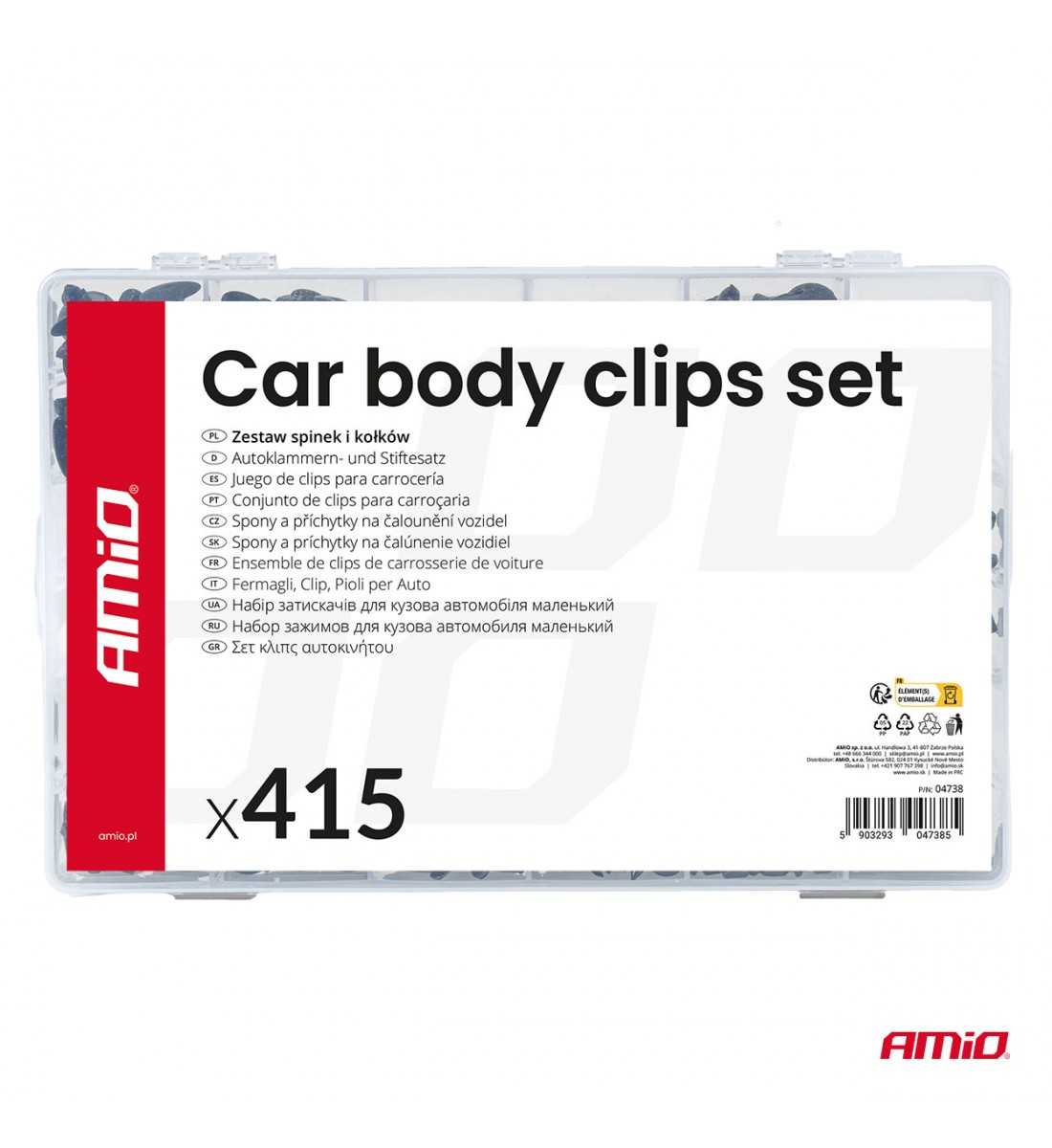 Set de cleme și știfturi auto, mari, 415 buc. AMIO-04738