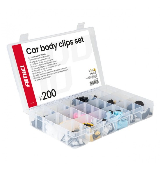 Set de cleme și știfturi auto medii 200 buc AMIO-04739