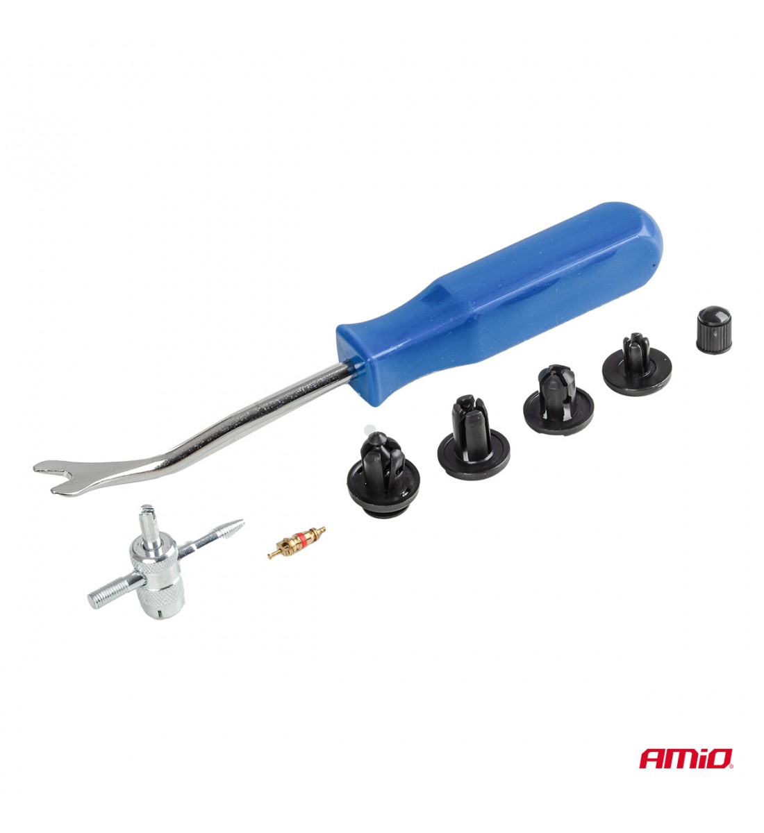 Set mic de cleme și știfturi auto cu unelte 83+18 buc.AMIO-04740