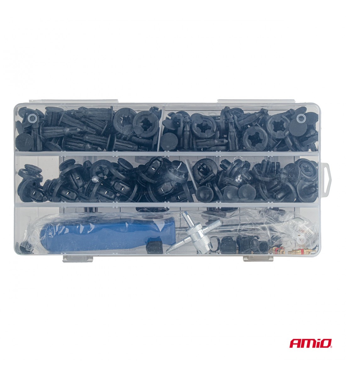 Set mic de cleme și știfturi auto cu unelte 83+18 buc.AMIO-04740 Set mic de cleme și știfturi auto cu unelte 83+18 buc.AMIO-04740