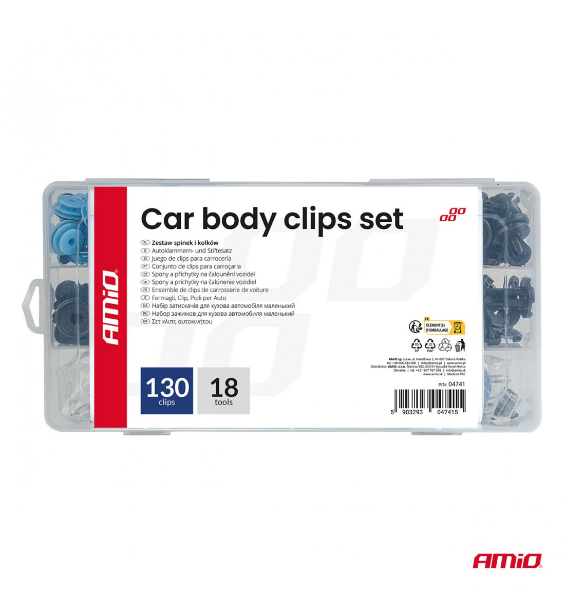 Set mic de cleme și știfturi auto cu unelte 148 buc AMIO-04741