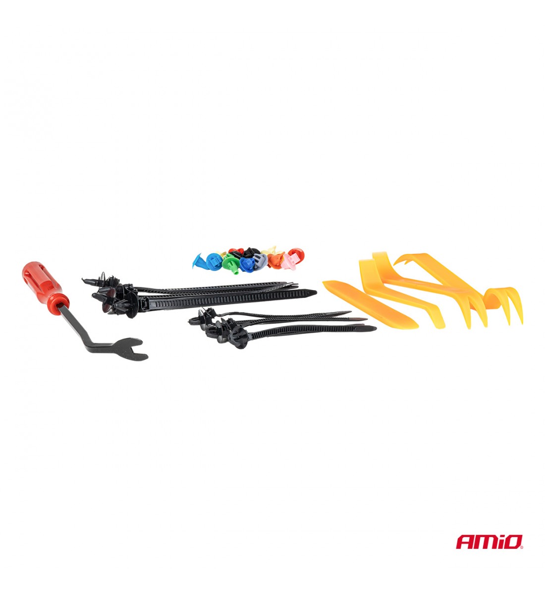 Set de cleme și scule de demontare pentru caroserie 420+15 buc. AMIO-04744