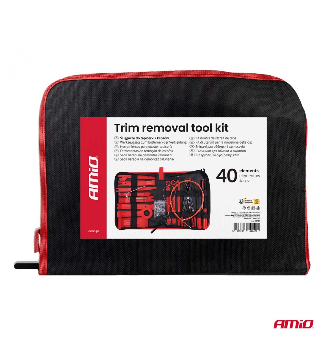 Set mare cu geantă pentru îndepărtarea radioului, tapițeriei și a clemelor, 40 buc. AMIO-04747
