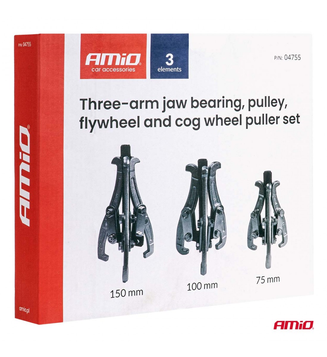 Set de extractoare cu trei brațe pentru rulmenți, scripeți, angrenaje și volante AMIO-04755