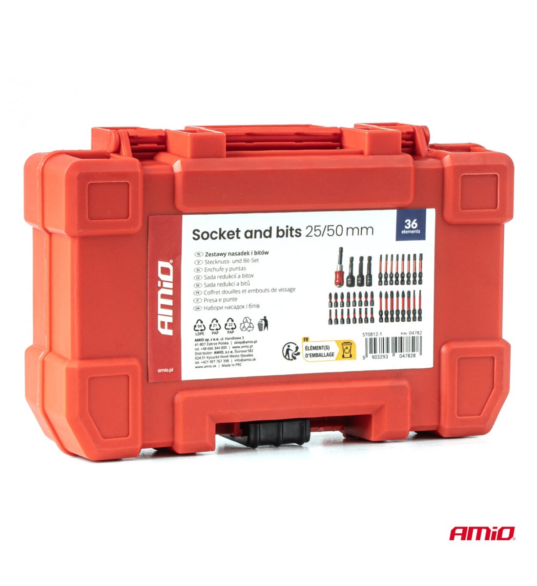 Seturi de chei tubulare și biți 25/50 mm 36 buc AMIO-04782