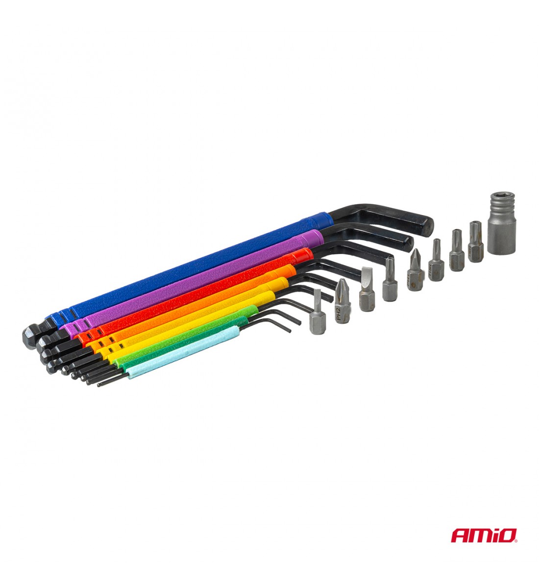 Chei hexagonale Imbus cu bit set 18 buc CRV AMIO-04787