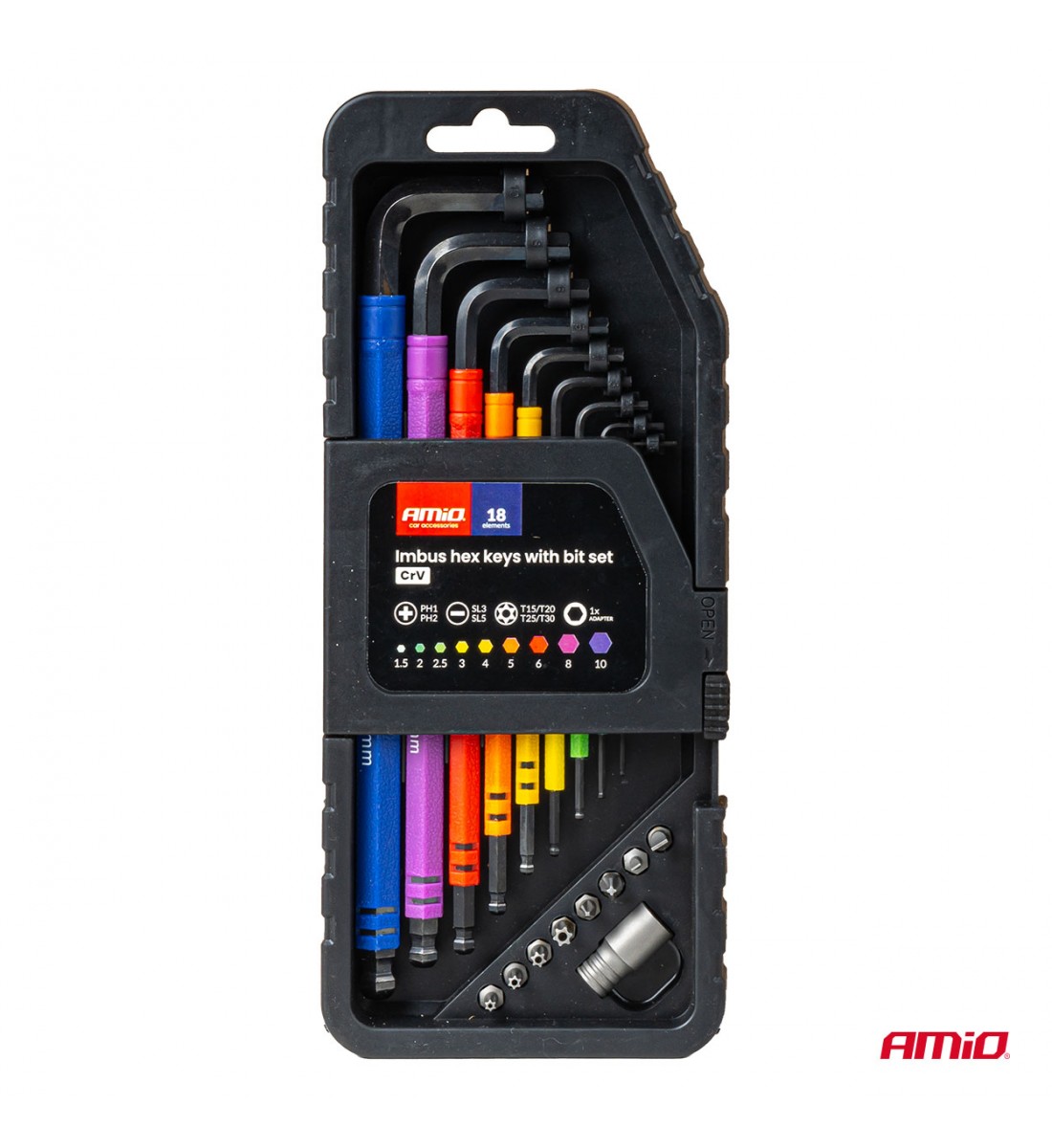 Chei hexagonale Imbus cu bit set 18 buc CRV AMIO-04787