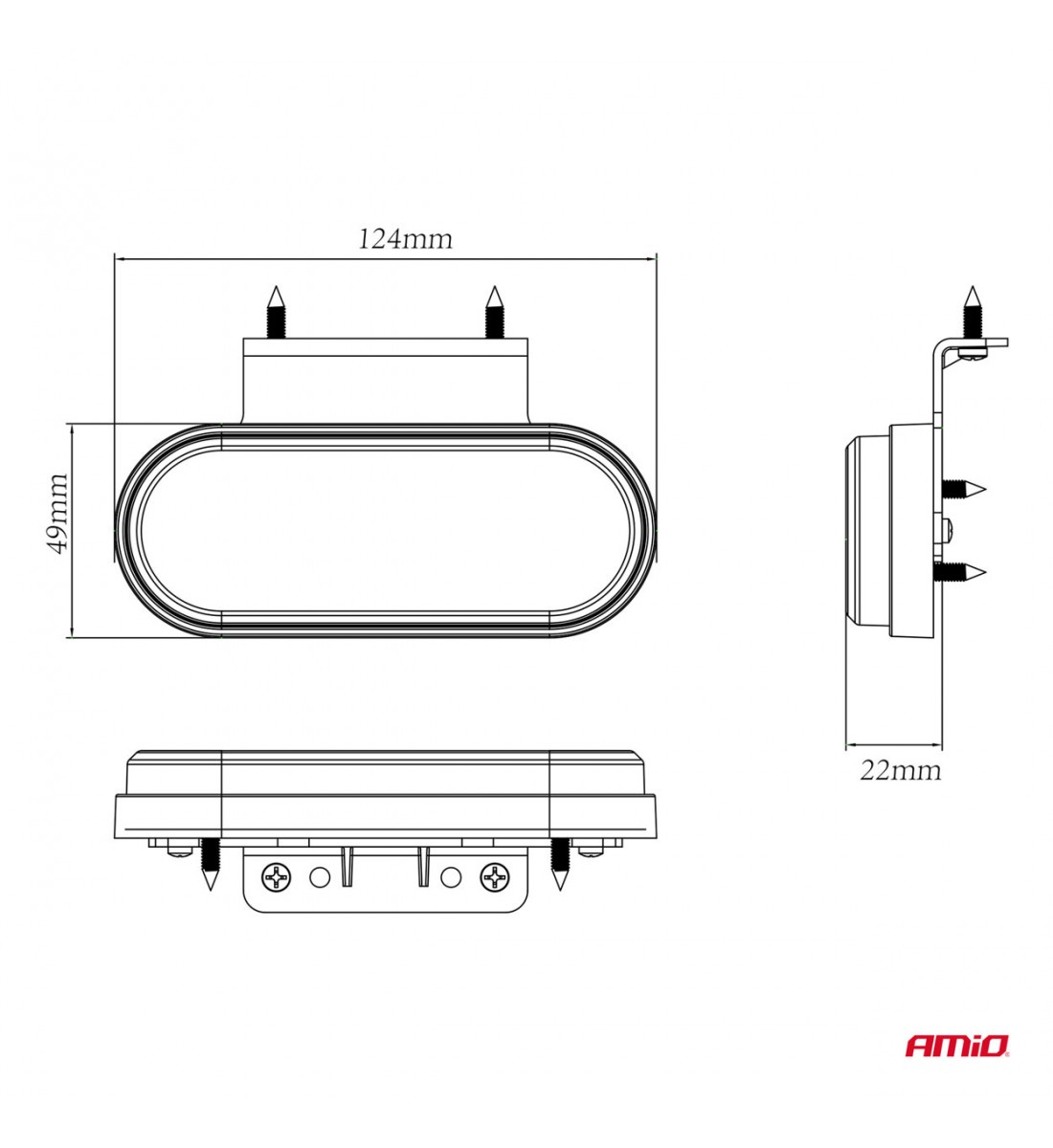 Lampă auto LED OM-01-O oval portocaliu AMIO-02374