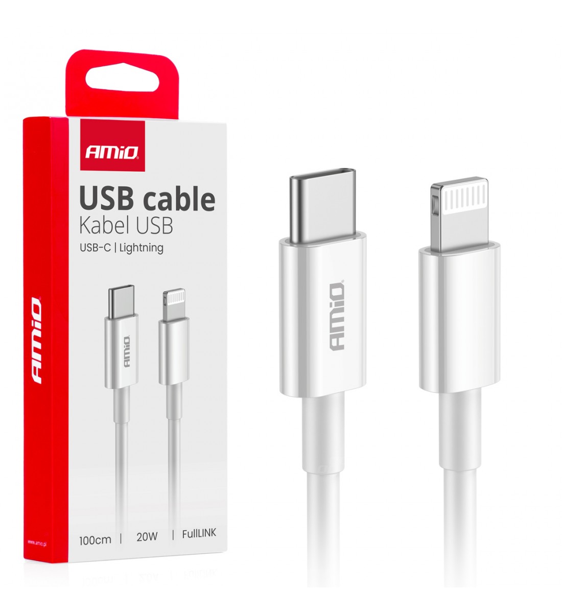 Cablu USB-C la Lightning 20W 100cm FullLINK AMIO-03898 Cablu USB-C la Lightning 20W 100cm FullLINK AMIO-03898