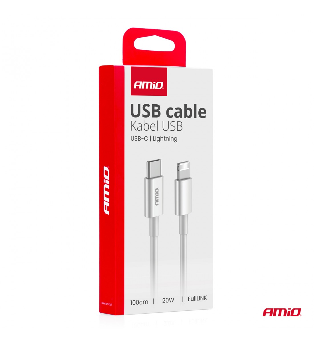 Cablu USB-C la Lightning 20W 100cm FullLINK AMIO-03898 Cablu USB-C la Lightning 20W 100cm FullLINK AMIO-03898