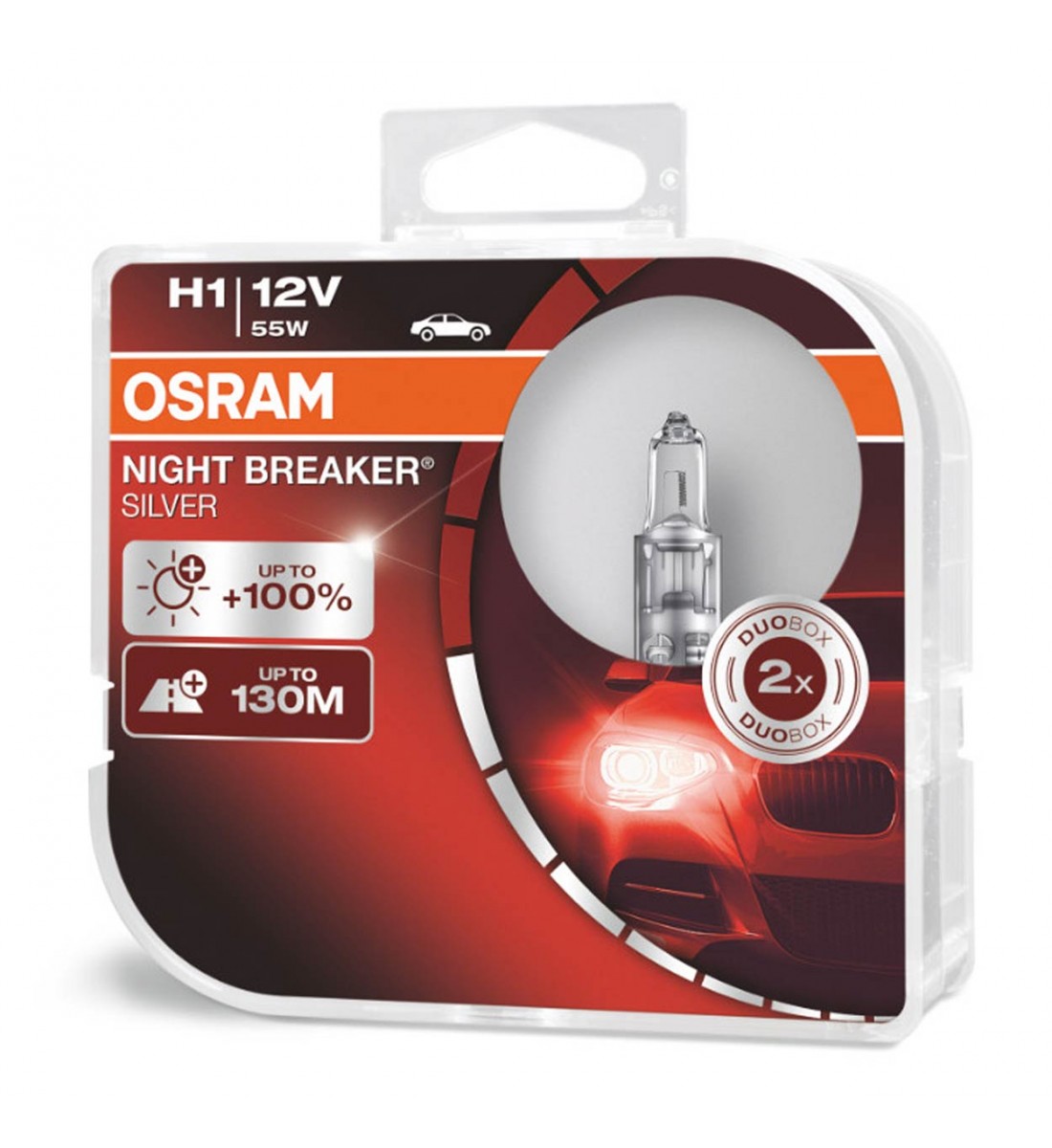 Bec halogen Osram H1 12V 55W P14,5S Night Breaker Silver +100%