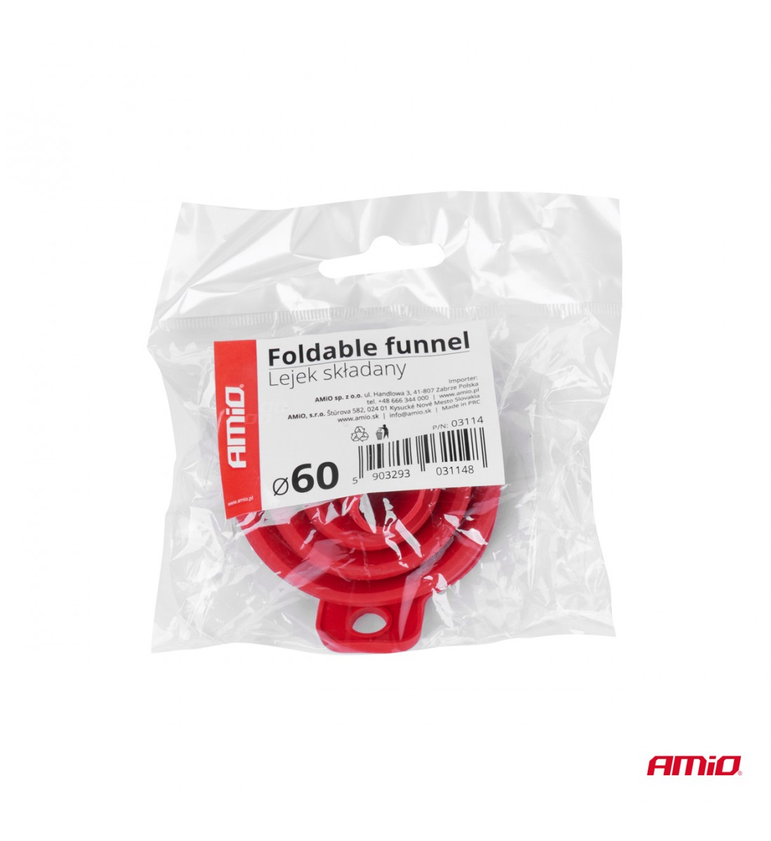 Pâlnie pliabilă din silicon de 60 mm Pâlnie pliabilă din silicon de 60 mm