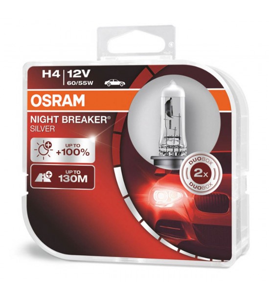 Becuri cu halogen Osram H4 12V NIGHT BREAKER SILVER +100% /2 buc Becuri cu halogen Osram H4 12V NIGHT BREAKER SILVER +100% /2 buc
