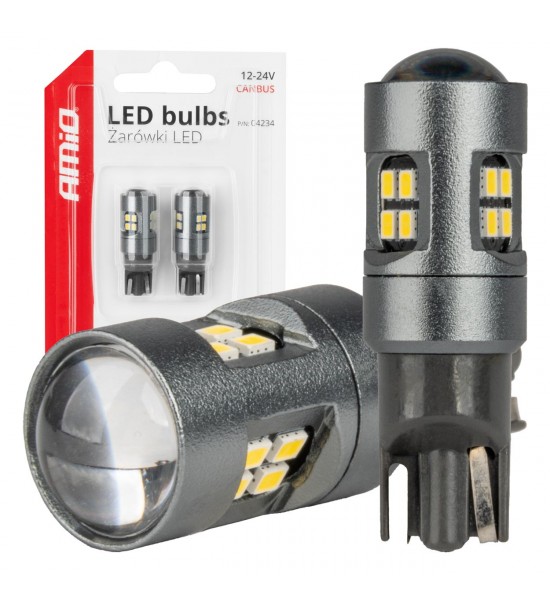 Set 2 becuri LED CANBUS T10 W5 W 16SMD 2016 becuri albe 12 V/24 V AMIO-04234 Set 2 becuri LED CANBUS T10 W5 W 16SMD 2016 becuri albe 12 V/24 V AMIO-04234