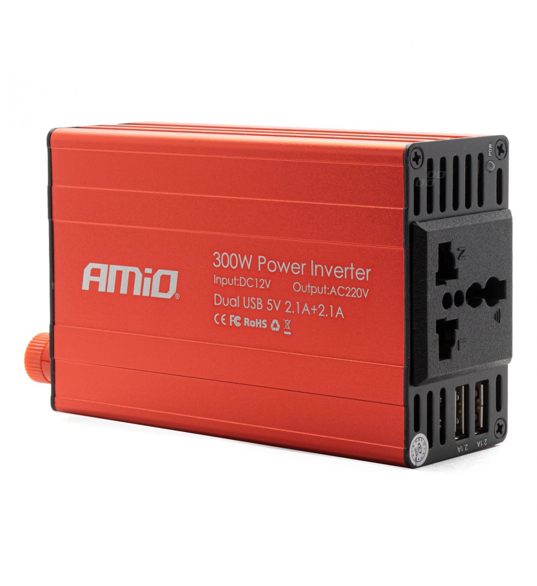 Invertor de tensiune auto, AMiO 12V/220V 300W/600W 2xUSB PI03