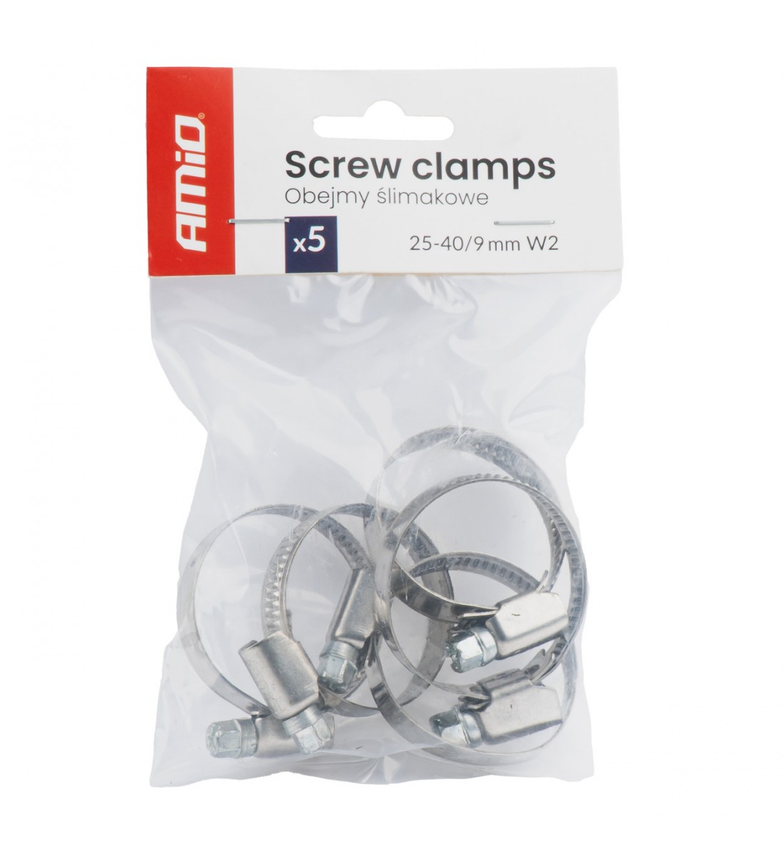Clemă cu șurub 5 buc 25-40mm/9mm W2 AMIO-04586