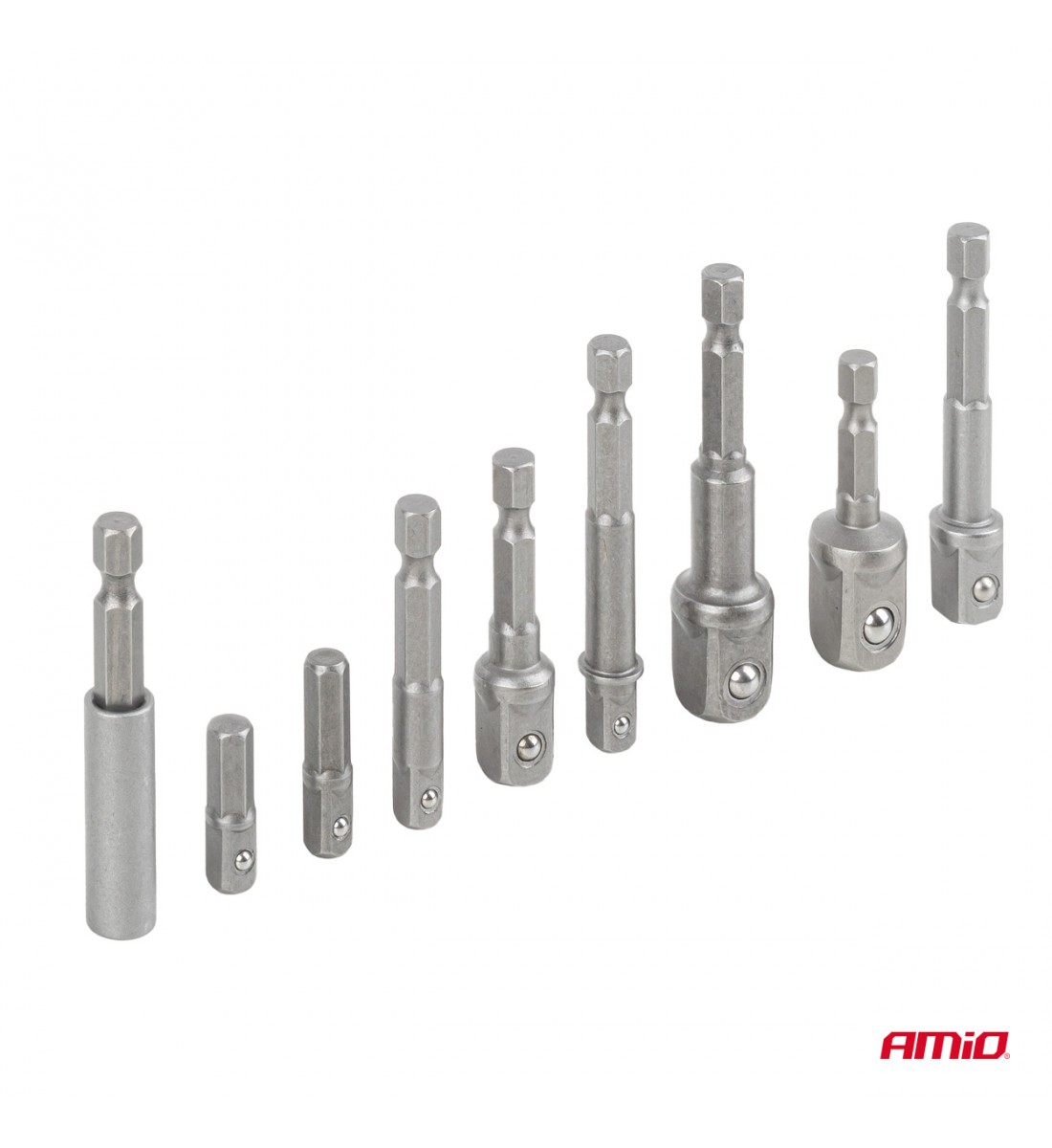 Set adaptor șurubelniță cu 9 piese 1/4", 3/8", 1/2" AMIO-04931 Set adaptor șurubelniță cu 9 piese 1/4", 3/8", 1/2" AMIO-04931