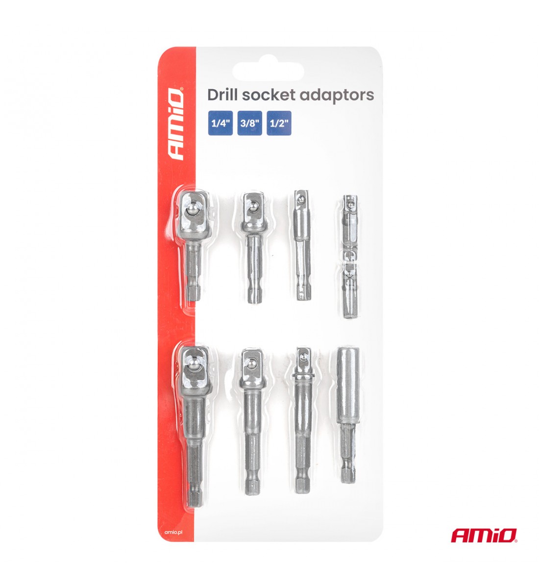 Set adaptor șurubelniță cu 9 piese 1/4", 3/8", 1/2" AMIO-04931 Set adaptor șurubelniță cu 9 piese 1/4", 3/8", 1/2" AMIO-04931