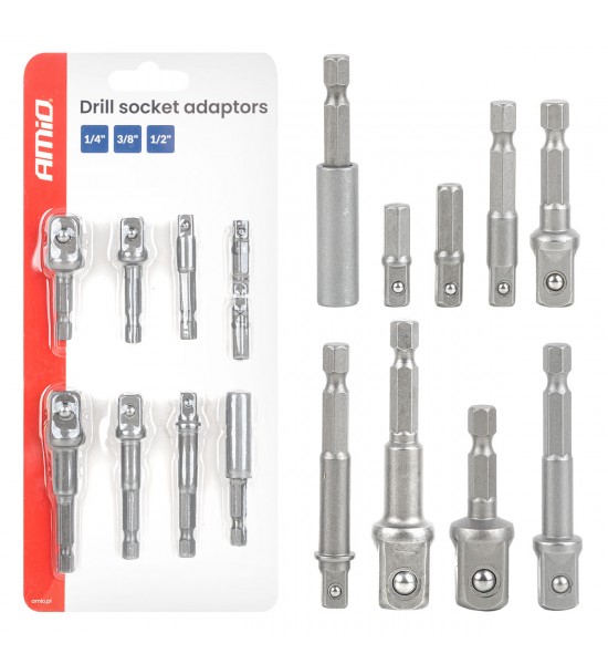 Set adaptor șurubelniță cu 9 piese 1/4", 3/8", 1/2" AMIO-04931 Set adaptor șurubelniță cu 9 piese 1/4", 3/8", 1/2" AMIO-04931
