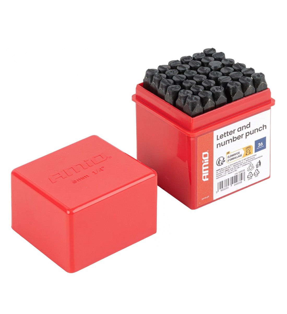 Set de poansoane pentru marcare litere și cifre 6mm 1/4" 36 buc AMIO-04935