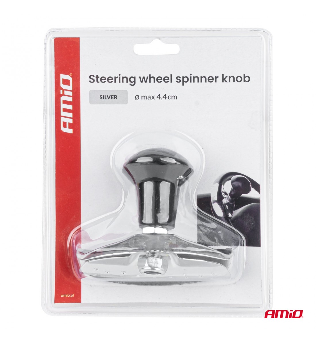 Mâner volan sferic drept, argintiu, AMIO-04975 Mâner volan sferic drept, argintiu, AMIO-04975