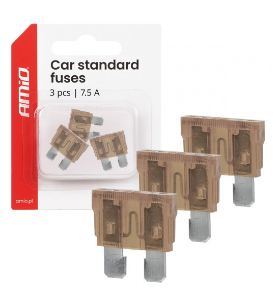Siguranțe auto standard cu lamă, 3 buc., 7.5A, AMIO-05104 Siguranțe auto standard cu lamă, 3 buc., 7.5A, AMIO-05104