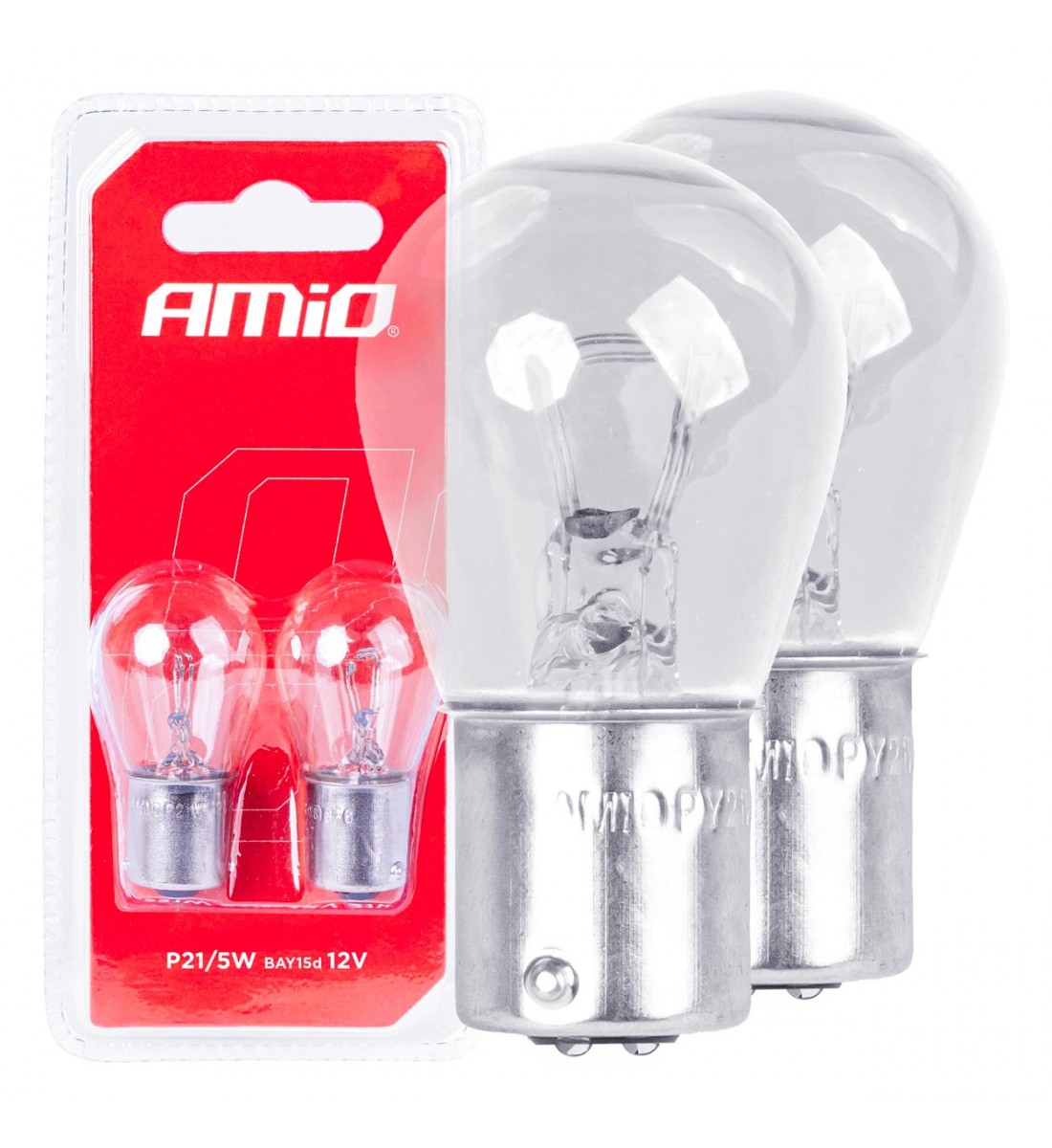 Becuri halogen P21/5W BAY15D 12V blister 2 buc AMIO-03353