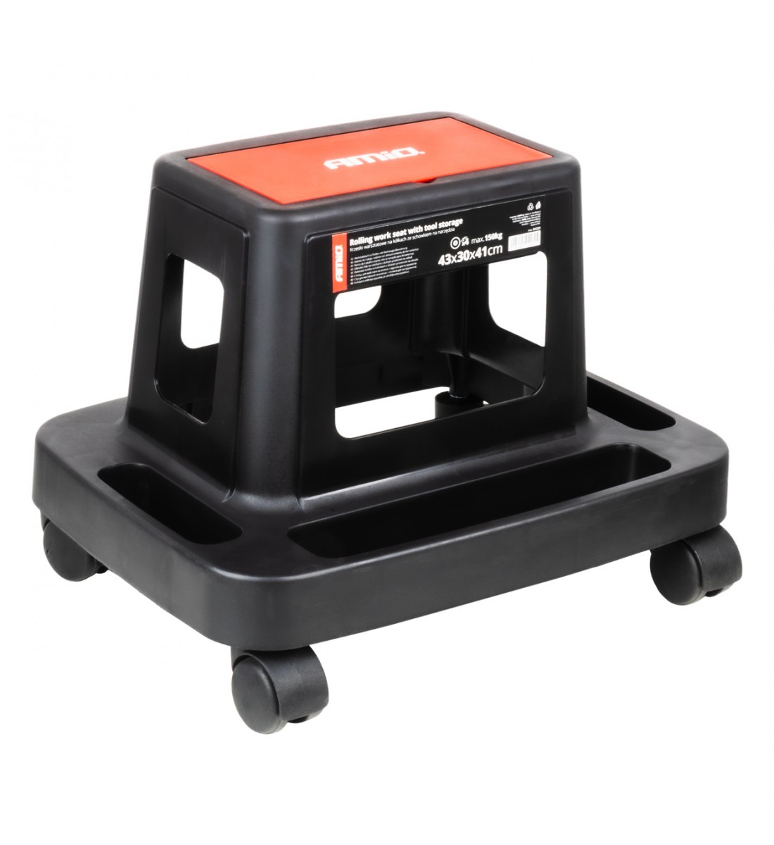 Scaun de atelier pe roți cu spațiu de depozitare pentru scule 150 kg AMIO-04269
