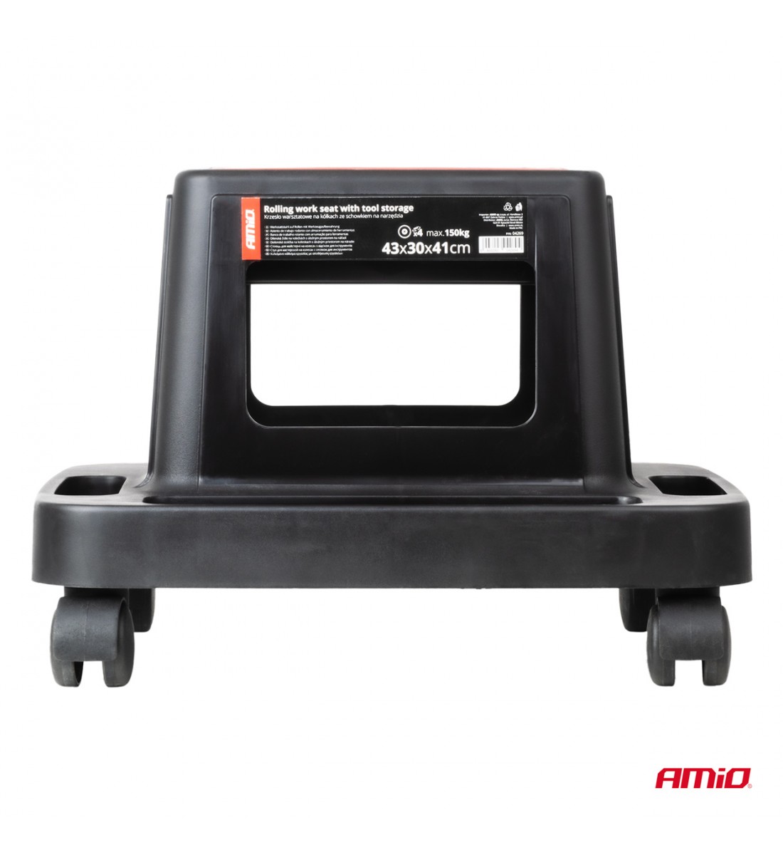 Scaun de atelier pe roți cu spațiu de depozitare pentru scule 150 kg AMIO-04269