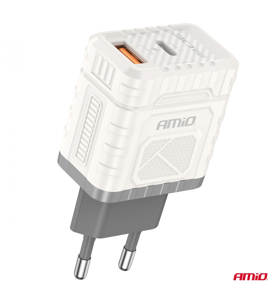 Încărcător de perete cu încărcare rapidă GaN 30W USB-A + USB-C AMIO-04286