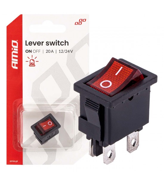 Întrerupător basculant cu iluminare roșie 20A 12V 24V AMIO-04440