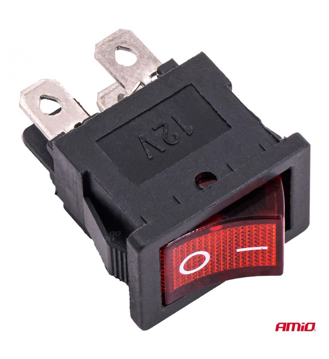 Întrerupător basculant cu iluminare roșie 20A 12V 24V AMIO-04440