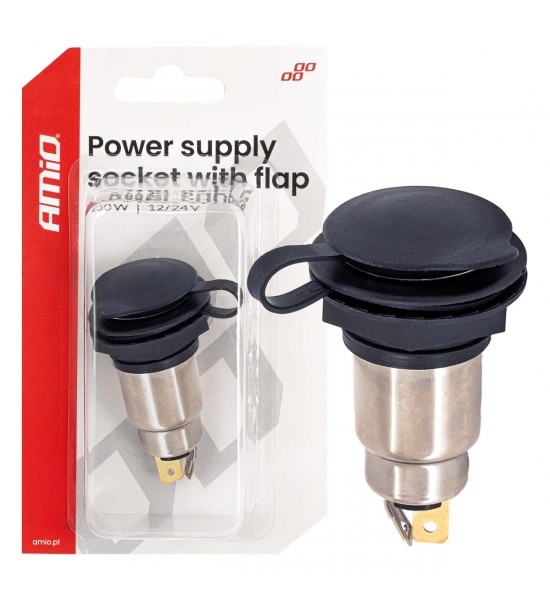 Priză suplimentară cu clapă, cu înșurubare, 250W, 12V, 24V AMIO-04462