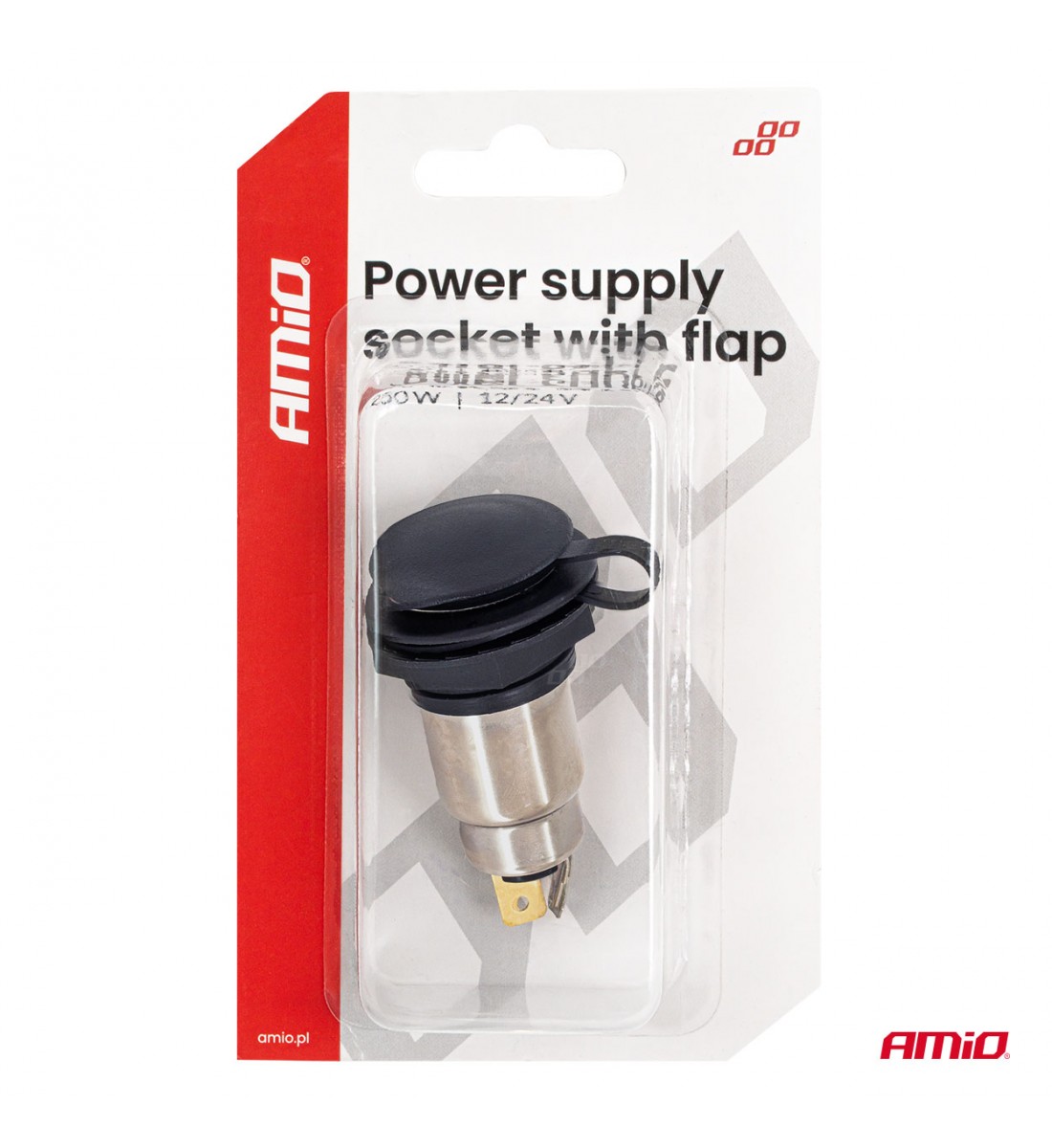 Priză suplimentară cu clapă, cu înșurubare, 250W, 12V, 24V AMIO-04462