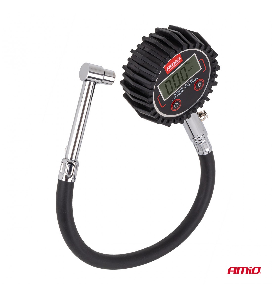 Manometru digital pentru presiunea anvelopelor cu furtun și supapă de aerisire 17 bar AMIO-04465